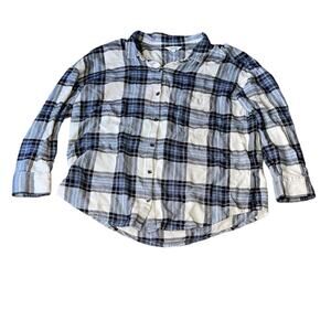 Splendid Beige, Black, Gray & Pink Plaid Long Sleeve Button Down Blouse